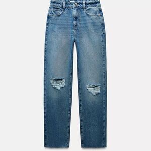 Zara high waist straight leg ripped jeans. I only wear them one time.